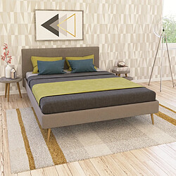 Le Quai Des Affaires Lit FJORD 140x190 tissu + 1 sommier / Beige Lit 140x190 cm en tissu - Sommier inclus - Structure en MDF - Beige
