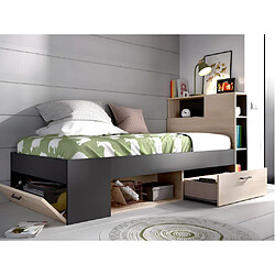 Vente-Unique LEANDRE 90 x 190 - Anthracite et naturel