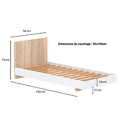 Avis Le Quai Des Affaires Lit LOFT 90x190 cm + sommier / Décor Blanc & chêne blanchi