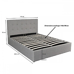 Acheter Le Quai Des Affaires Lit coffre PARMA 140x190 + 1 sommier / Gris clair