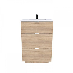 Le Quai Des Affaires Meuble sous-vasque 3 tiroirs MARBELLA 60 cm + vasque / Décor Chêne blanchi