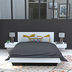 Le Quai Des Affaires Lit COOL 140x190 cm + 2 chevets + sommier / Blanc