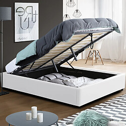 Idmarket Market Lit Coffre MIAMI 140x190 - PVC blanc