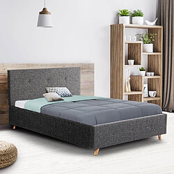 Acheter Idmarket Market Lit Coffre LULEA 140x190 - Gris anthracite