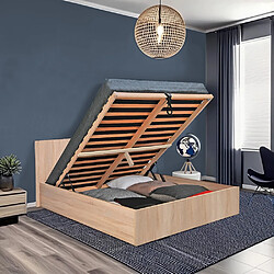 Le Quai Des Affaires Lit coffre MADRID 180x200 + 1 sommier / Décor Chêne Blanchi pas cher
