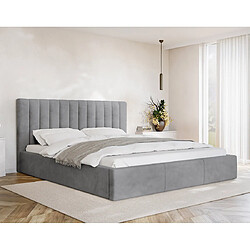 Acheter Bestmobilier Rosario Lit Coffre 160x200 Velours Gris