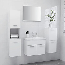 VidaXL Ensemble meubles salle de bain - Blanc aggloméré