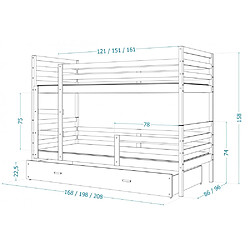 Avis Kids Literie Lit Superposé Milo 90x190 Blanc - bleu Livré avec sommiers, tiroir et matelas en mousse de 7cm