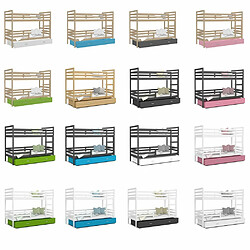 Acheter Kids Literie Lit Superposé Milo 90x190 Blanc - bleu Livré avec sommiers, tiroir et matelas en mousse de 7cm