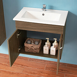 Meuble salle de bain et vasque 58 cm - Chêne et bleu