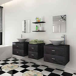 Avis vidaXL Mobilier de salle de bain avec lavabo 7 pcs Noir