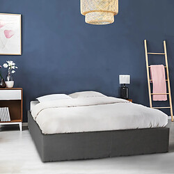 Le Quai Des Affaires Lit coffre GENOA 140x190 + 1 sommier / Gris foncé pas cher