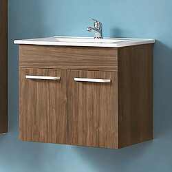 Meuble salle de bain et vasque 58 cm - Chêne et bleu