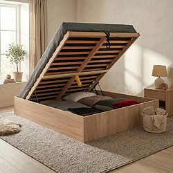 Le Quai Des Affaires Lit coffre BILBAO 140x190 cm + sommier / Décor chêne blanchi