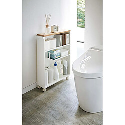 Yamazaki Étagère Toilette Roulettes Slim Blanc