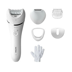 Philips Satinelle Advanced - Blanc Épilateur électrique - 2 vitesses - tête lavable - usage peau sèche - 5 accessoires - alimentation secteur - tête amovible