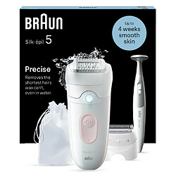 Braun Silk-épil 5 Épilateur électrique - MicroGrip pour poils courts - 2 vitesses - Wet & Dry - tête amovible - rechargeable - accessoires rasoir et tondeuse