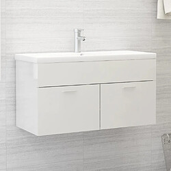 vidaXL Armoire d'évier Blanc brillant 90 cm