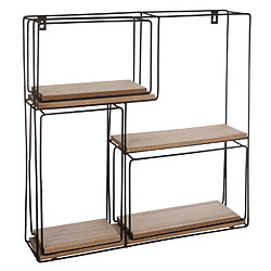 Atmosphera 4 Etagères murale en métal carrées Iva - Noir