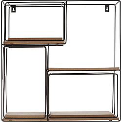 Atmosphera 4 Etagères murale en métal carrées Iva - Noir