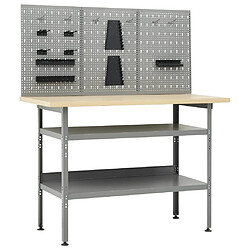 Établi vidaXL avec panneaux muraux - Gris