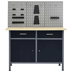 Avis Helloshop26 Établi avec armoire - 120 cm - Gris/Noir