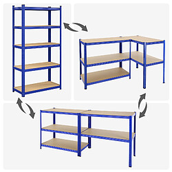 Helloshop26 Étagère charge lourde métallique 200 x 100 x 50 cm 5 niveaux charge totale 875 kg (175 kg/niveau) étagère de rangement planches réglables pour garage cave bleu 12_0002716