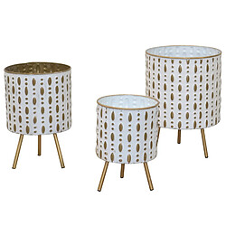 Decoshop26 Ensemble de pots de fleurs - Or