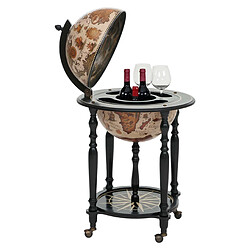 Mendler Globe terrestre minibar - Bois Globe terrestre minibar - structure en bois - style vintage