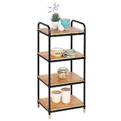 WENKO Etagère 4 niveaux en Bambou et Métal - Noir et Beige pas cher