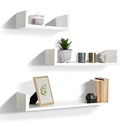 Idmarket Market Lot Étagères Murales Blanches 3 pcs