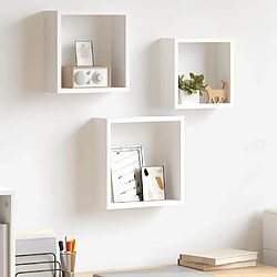 VIDAXL Étagères murales cubiques 3 pcs - Blanc MDF