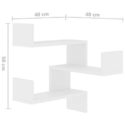 VidaXL Étagères murales d'angle 2 pcs - Bois d'ingénierie - Blanc pas cher