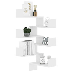 Acheter VidaXL Étagères murales d'angle 2 pcs - Bois d'ingénierie - Blanc