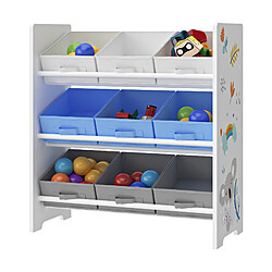 Étagère Helloshop26 pour enfant - Blanc / Gris / Bleu