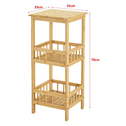 Étagère Helloshop26 de rangement à 3 niveaux - Bambou naturel