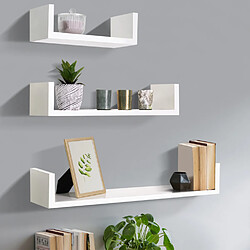 Idmarket Market Lot Étagères Murales Blanches 3 pcs