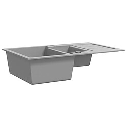 Avis vidaXL Évier Cuisine Double Bac - Gris