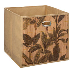 Five Simply Smart Boîte de rangement imprimé tropical en bambou et tissu - Marron