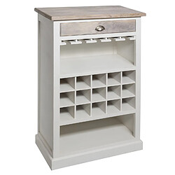 Atmosphera Etagère avec range bouteilles en bois Aleria - L. 73 x H. 115 cm - Blanc