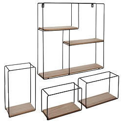Atmosphera Lot de 4 Étagères murales Carrées