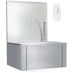 vidaXL Lavabo Inox Lavabo en acier inoxydable - Robinet inclus - Distributeur de savon - Montage mural
