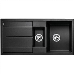 Evier à encastrer 60cm manuel gris/noire avec siphon - 513239 - BLANCO pas cher