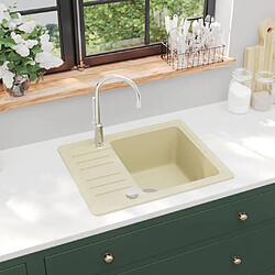 VidaXL Évier Cuisine Granit Beige Évier en granit - 1 bac profond - Résistant aux rayures et chaleur - Filtre à panier inclus