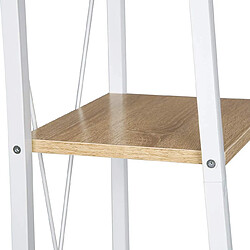 Avis Helloshop26 Étagère colonne métal et bois - Blanc