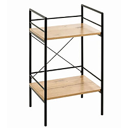 Pegane Étagère 2 niveaux métal et MDF - Noir