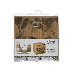 Five Simply Smart Boîte de rangement imprimé tropical en bambou et tissu - Marron