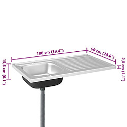 vidaXL Évier & Égouttoir Inox pas cher