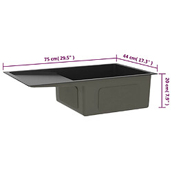 vidaXL Évier Cuisine Noir 75x44x20 cm Avec Égouttoir pas cher