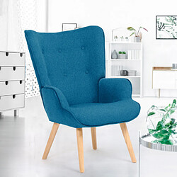 Idmarket Fauteuil scandinave IVAR en tissu bleu